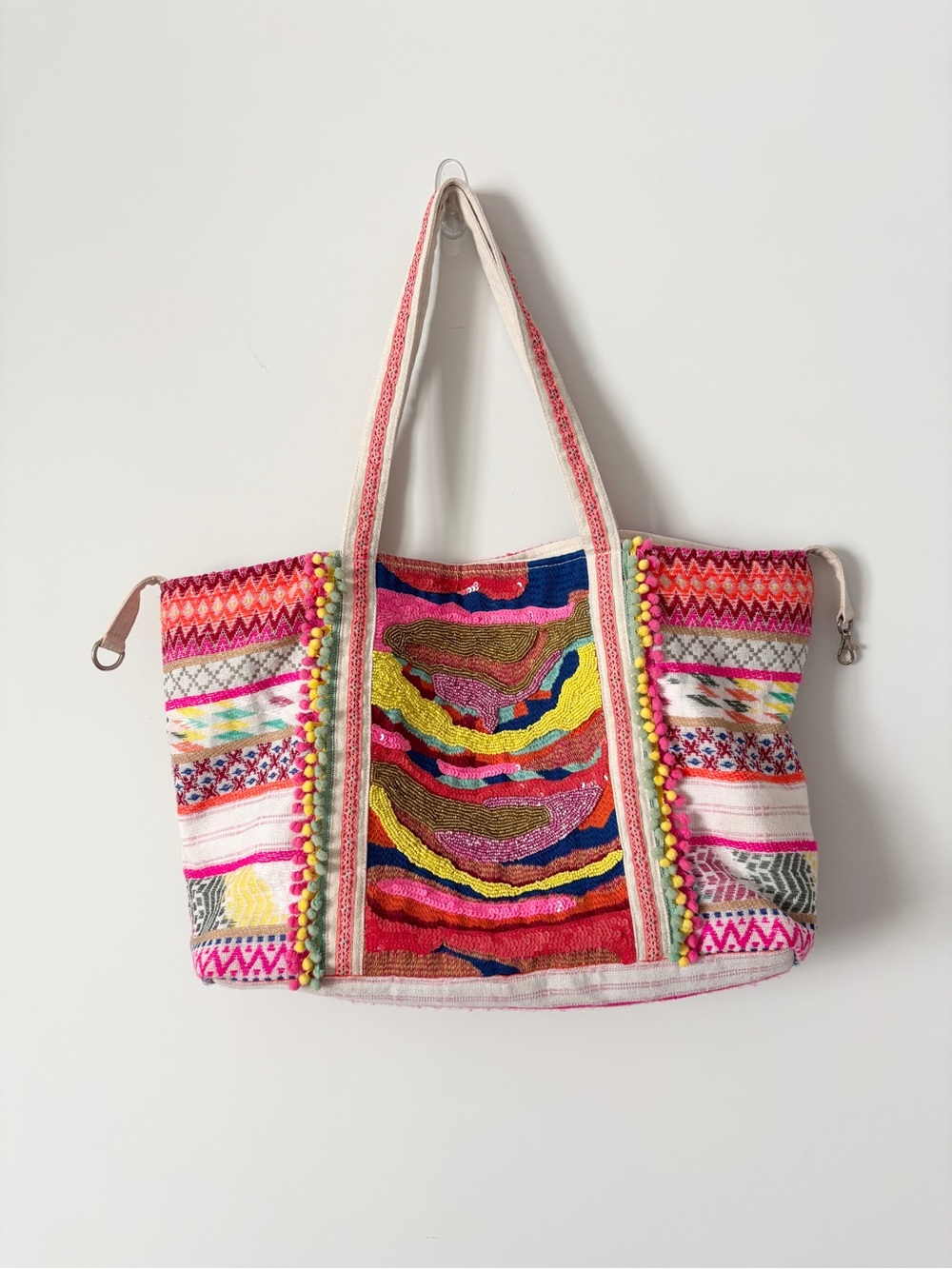 America & Beyond Multicolored Beaded Tote Bag
